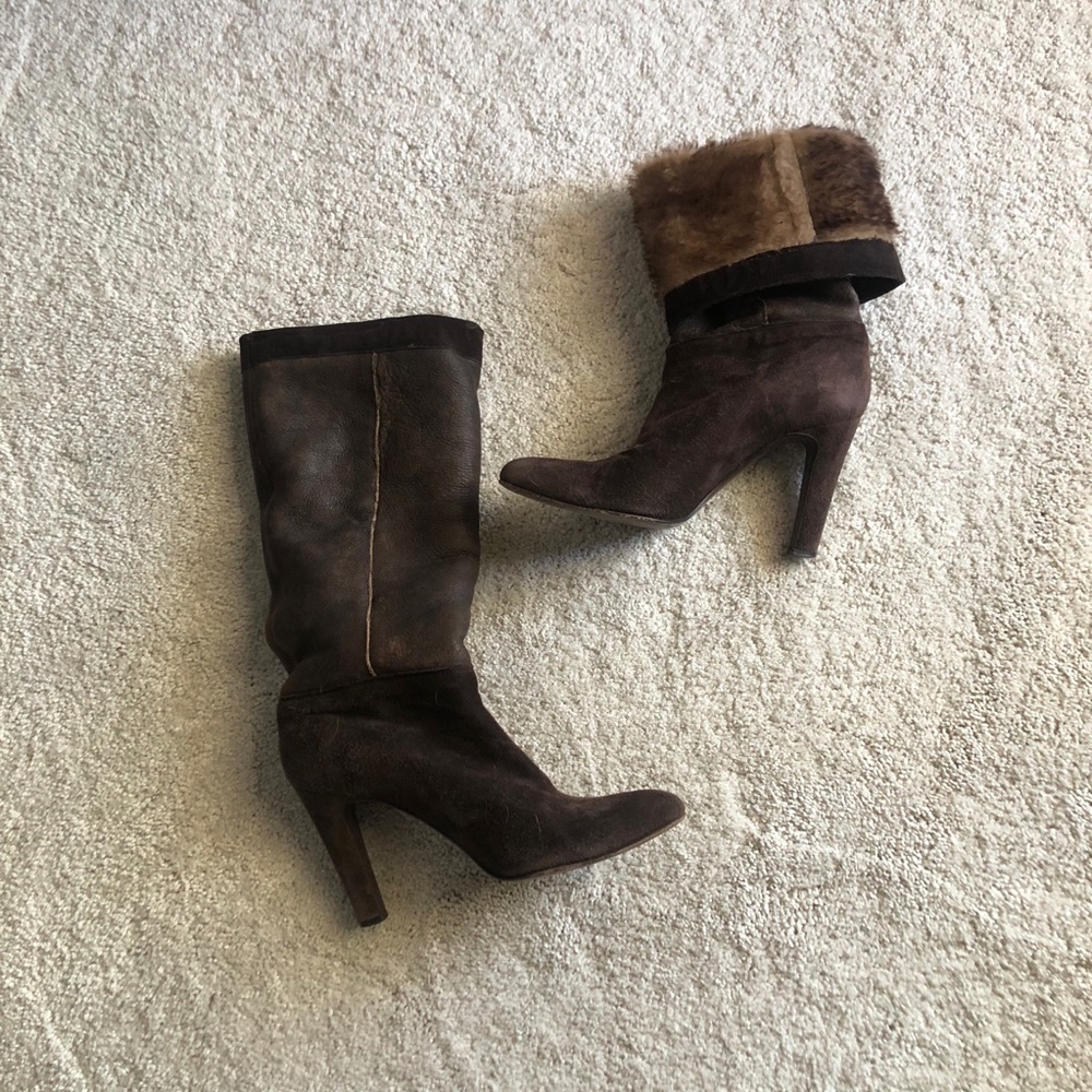 John Varvatos fur lined boots.